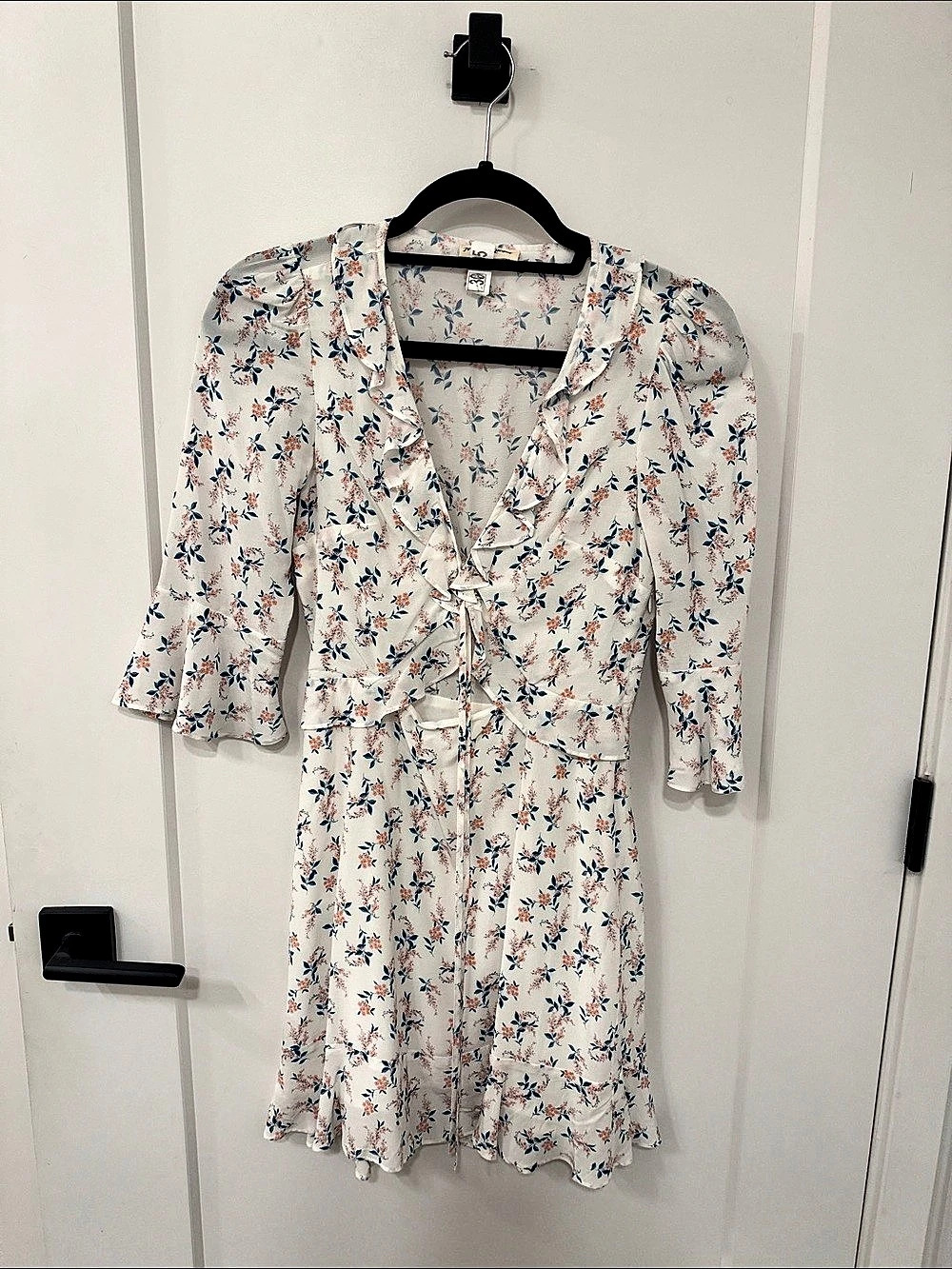 For Love & Lemons Tie Front Mini Dress Floral Floral Size XS